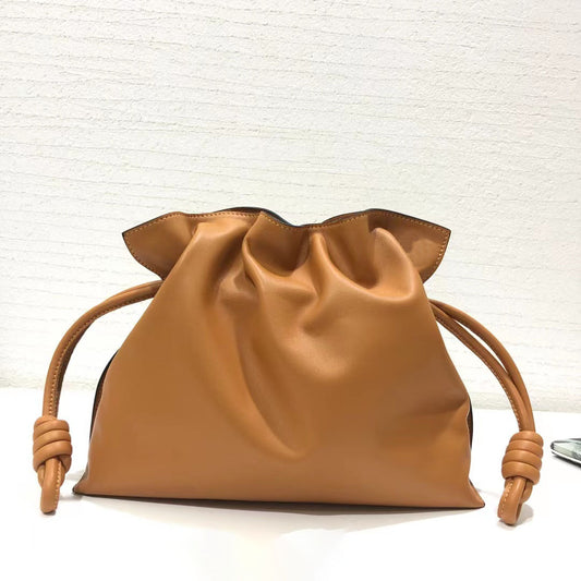 FLOWERSVERSE 2025 Ceiling fiamenco lucky bag bag calfskin drawstring bucket bag underarm oblique span shoulder mini cloud women's bag