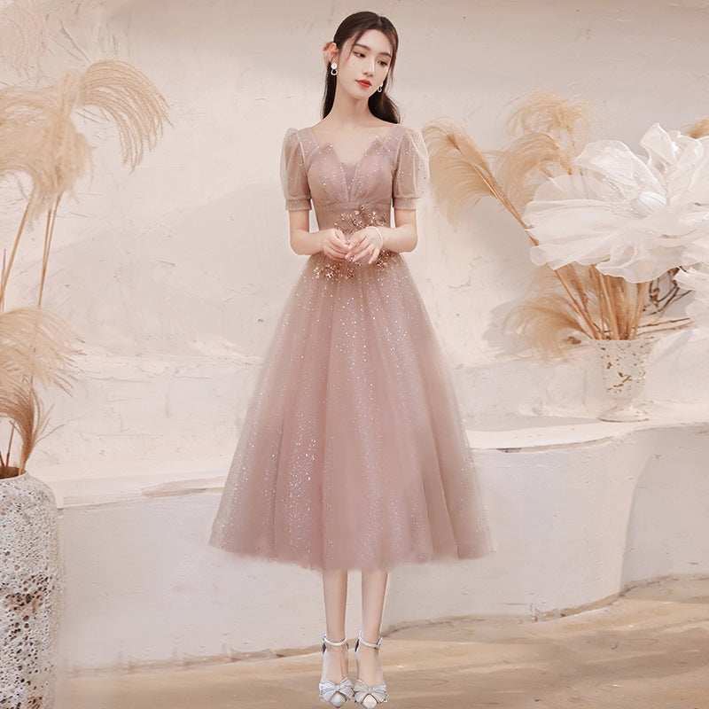 Small evening dress skirt banquet 2025 new light luxury New sense niche style temperament host dress female spring