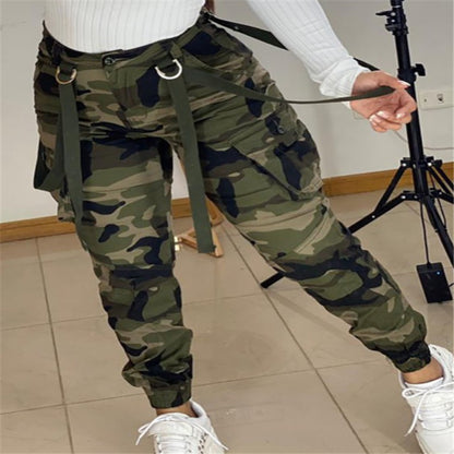 flowersverse HOTan and NEWn Independent Station  Women's New Camouflage Knitting Skinny Pants