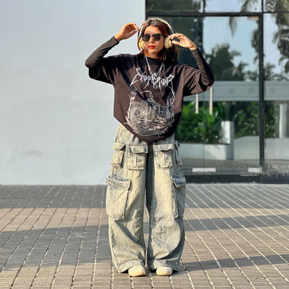 n street Harajuku women's spring top  new loose casual dark short-sleeved women's T-shirt customization