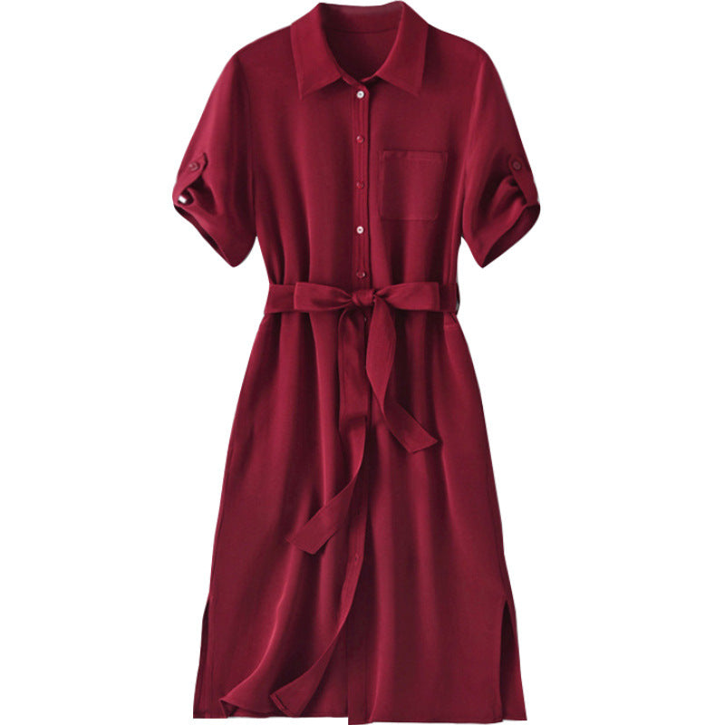 2025 Heavy 30 mmi, mulberry silk skirt women's clothing summer  new medium and long short-sleeved silk dress