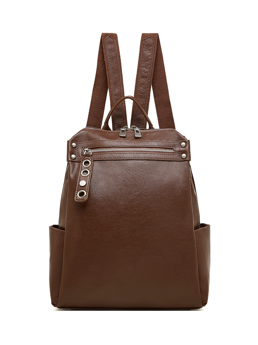 Large capacity first layer vegetable tanned cowhide backpack fashion travel backpack leather women's bag