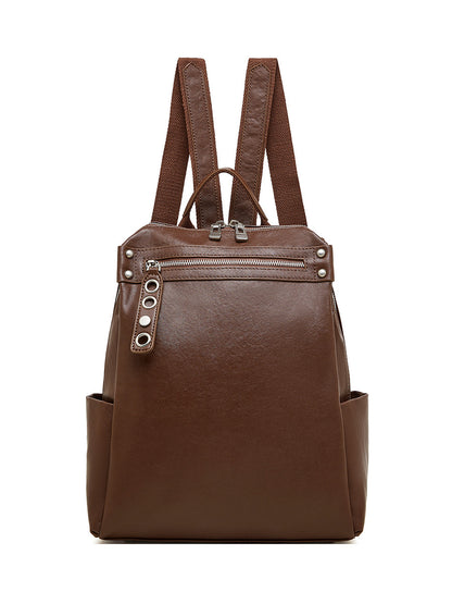 Large capacity first layer vegetable tanned cowhide backpack fashion travel backpack leather women's bag