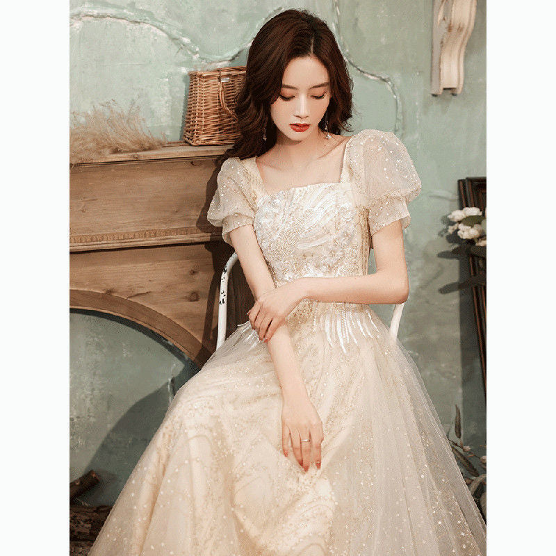dress women's 2025 spring and summer new fairy temperament girlfriends dress short-sleeved host banquet evening dress