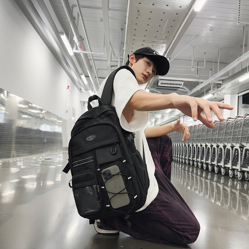 2025 School bag Junior high school female burden reduction backpack Middle school student school bag popular new high school girls large capacity super light men