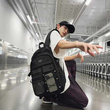 2025 School bag Junior high school female burden reduction backpack Middle school student school bag popular new high school girls large capacity super light men