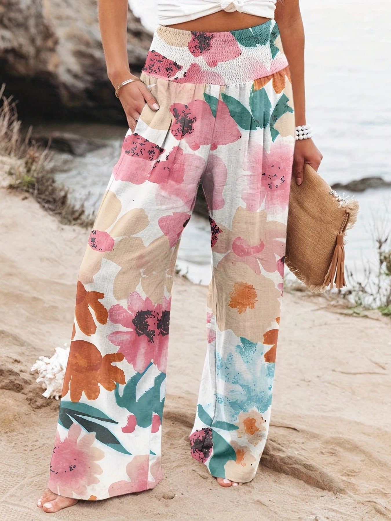 FLOWERSVERSE  European and American Spring and Summer  Cross-Border New Arrival Four Seasons Leisure Wide Leg Pants Printed Popular Loose Trousers for Women