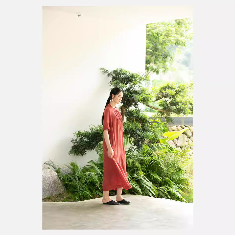 popular spring and summer dress, literary loose embroidery elegant medium and long dress, ramie dress, reply 211239