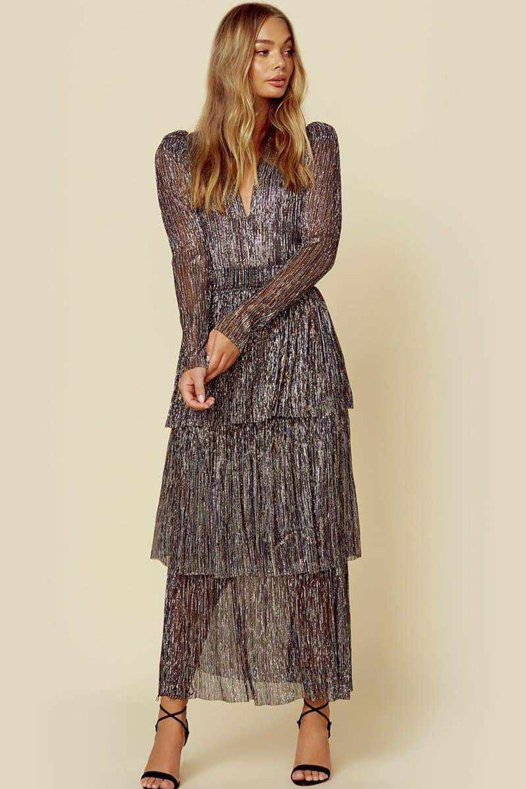 FLOWERSVERSE 20252025  new 2025 trade fashion long dress temperament commuting black printing high waist irregular long dress dress
