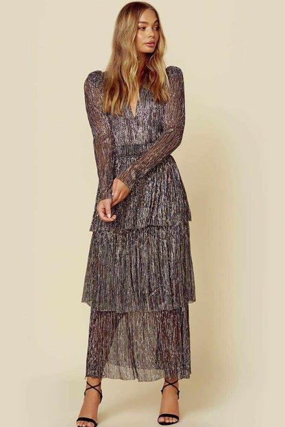 FLOWERSVERSE 20252025  new 2025 trade fashion long dress temperament commuting black printing high waist irregular long dress dress