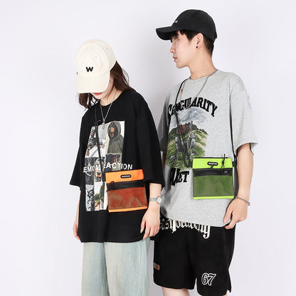 FLOWERSVERSE New Trendy Men's Sports Riding Backpack Women's Bag Japanese Crossbody Small Shoulder Bag Women's Fashion Student Mobile Phone Bag