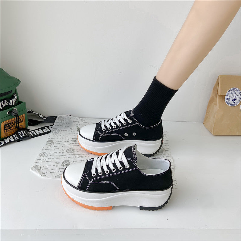 flowersverseWomen's Thick-Soled Canvas Shoes for Students, HOTan Station, Sneaker New Summer, Women's Casual Rocking Shoes