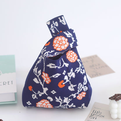 FLOWERSVERSE  INS Internet Hot New Handbag Women's Knitted Bag Japanese and Korean Style All-Match Hand Carrying Casual Tote Bag Factory Wholesale