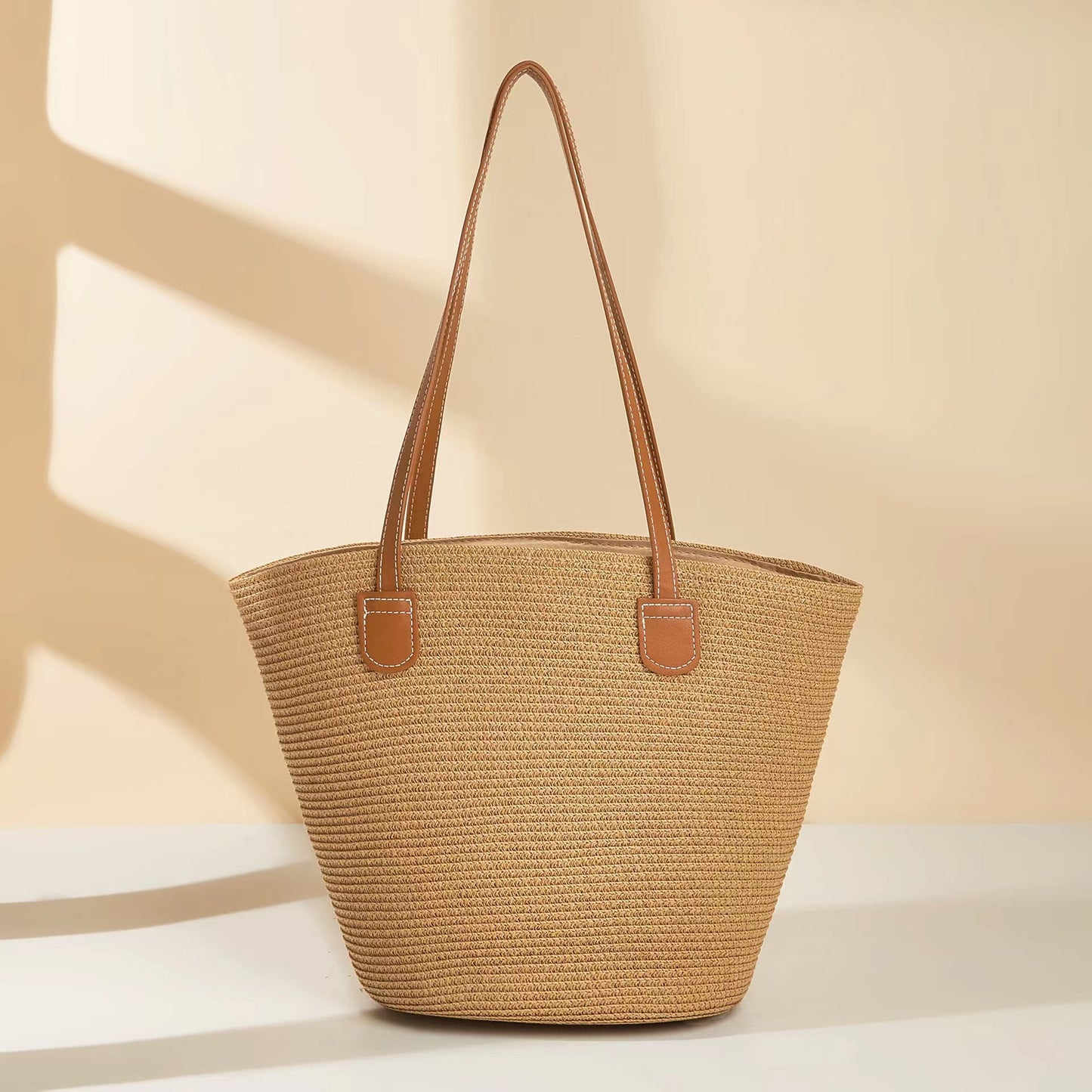FLOWERSVERSE  Straw Bag Women's Summer Seaside Tote Bag Large Capacity Woven Shoulder Bag Rattan Woven Straw Bag Vegetable Basket Bucket Bag Fashion