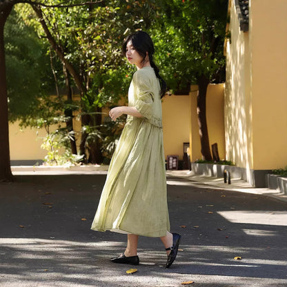 2025 Women's Spring and Summer Women's Skirt Dress Long Dress Grass Green Long Skirt Summer Premium Dress B0650