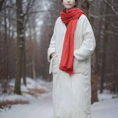 warm autumn and winter literary cotton clothes, mulberry silk cotton blended double-sided wear, soft and comfortable medium and long cotton-padded clothes