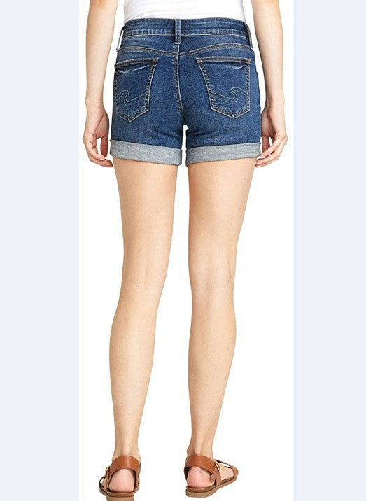 Popular trade elastic hole flanged denim shorts women