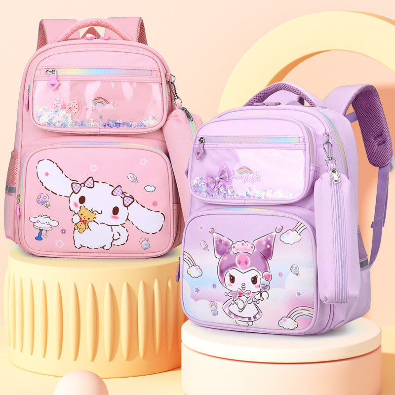 Elementary School Student Cartoon Fresh Girl Schoolbag Grade 2 to Grade 3 Decompression Spine Protection Schoolbag Multi-Compartment Large-Capacity Backpack