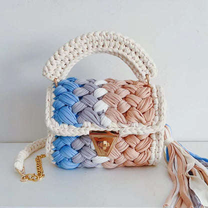 FLOWERSVERSE  Xuan Ya Hand-Woven Women's Handbag Color Bag Women's Crossbody Chain Bag Cross-Border Handbag