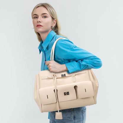 2025 tote bag,  retro fashion large-capacity handbag, high-end simple commuter bag, women can shoulder