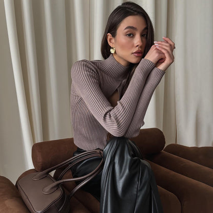 New spring new product turtleneck hollow turtleneck sweater temperament pullover n sweater women's new knitted sweater