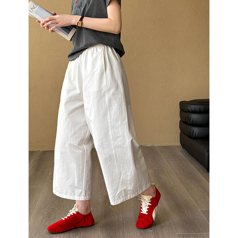 2025  Spring New Korean Version High Waist Elastic Washed Loose Casual Wide Leg Pants Pants 6027