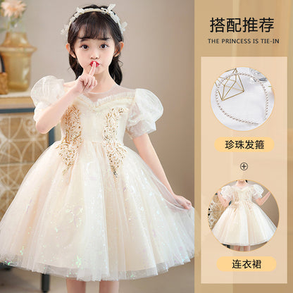 flowersverse Girls' Princess Dress  Summer New Children's Dress Baby Western Style Festival Performance Children's Clothing Dress Wholesale