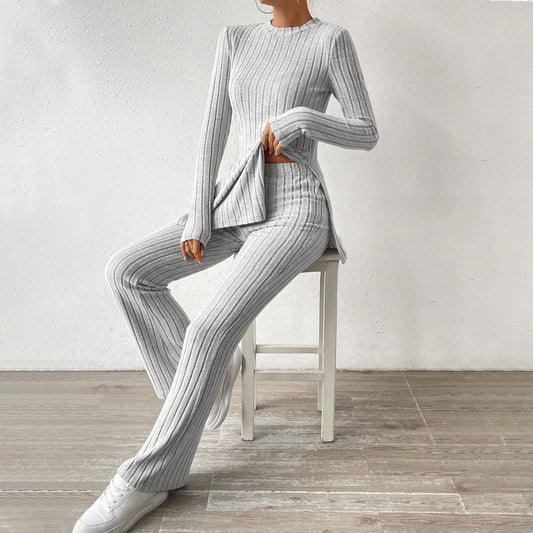 FLOWERSVERSE 2025 popular  New women's clothing simple lazy style fashion suit autumn and winter home solid color comfort two-piece set