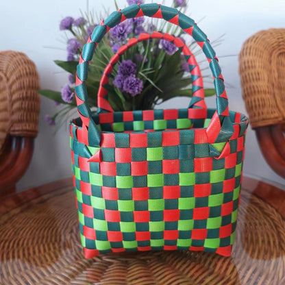 FLOWERSVERSE  Free Shipping Popular Small Bag Vegetable Basket PVC Woven Bag Open Children Small Clutch Hand Gift Bag Women's Bag