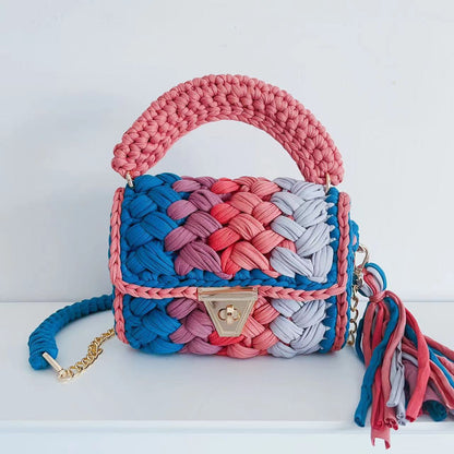 FLOWERSVERSE  Xuan Ya Hand-Woven Women's Handbag Color Bag Women's Crossbody Chain Bag Cross-Border Handbag
