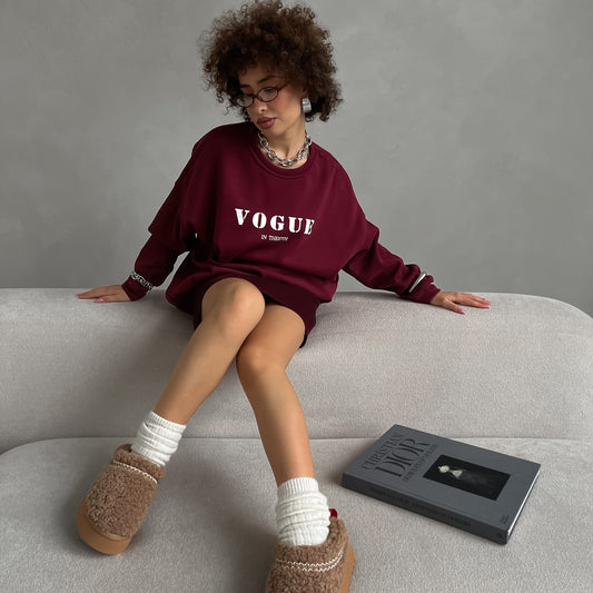 Spring  new letter-printed sweater  loose round neck letter-printed women's top ins