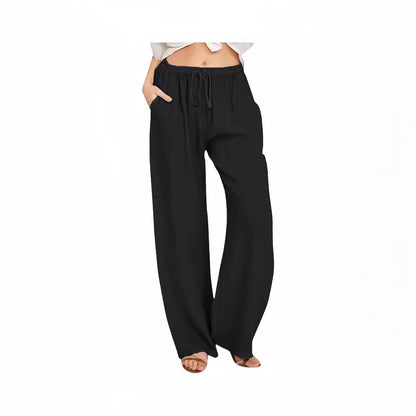 FLOWERSVERSE  Cross-Border Foreign Trade  Temu Women's Casual Trousers Summer Wide Leg Drawstring Loose Wide Leg Pants with Pockets