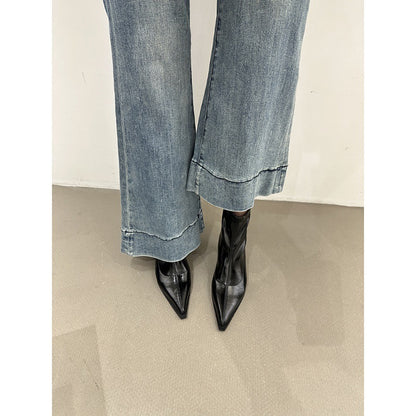 2025  Retro design pointed thin heel short boots women's popular autumn and winter new  high heel Martin boots short thin boots