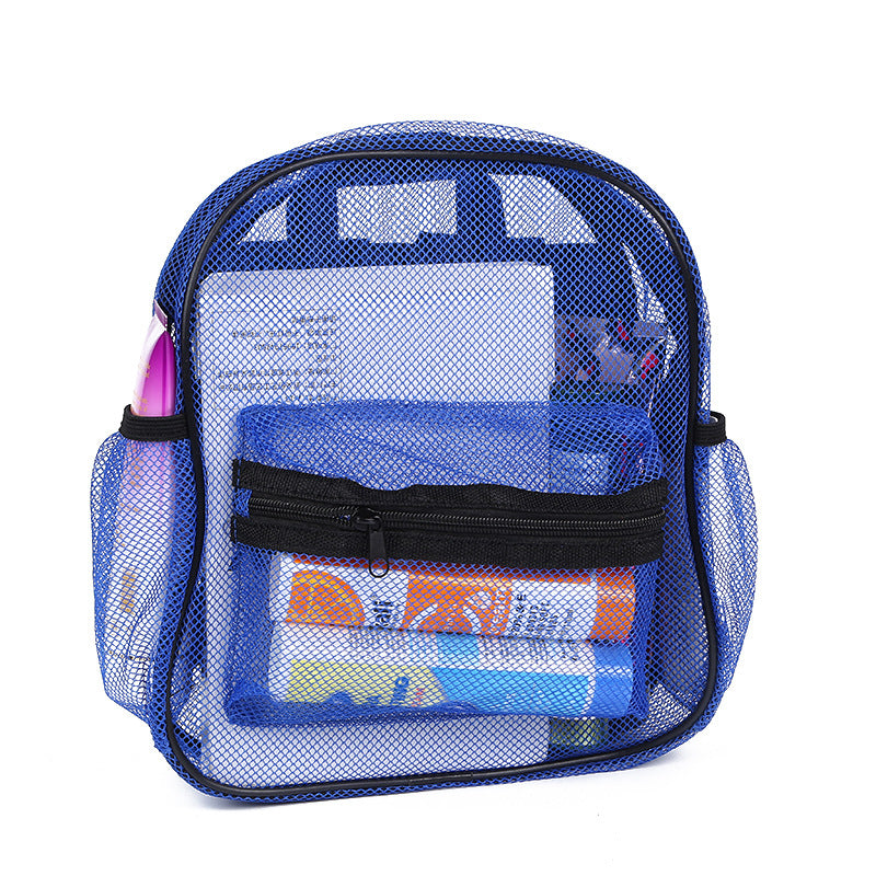 High Load-Bearing Mesh Backpack Transparent and Simple Beach Bag Schoolbag Children's Schoolbag Temu Generation CPC Certification