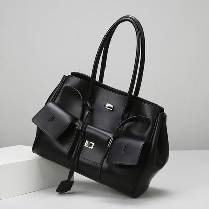 2025 tote bag,  retro fashion large-capacity handbag, high-end simple commuter bag, women can shoulder