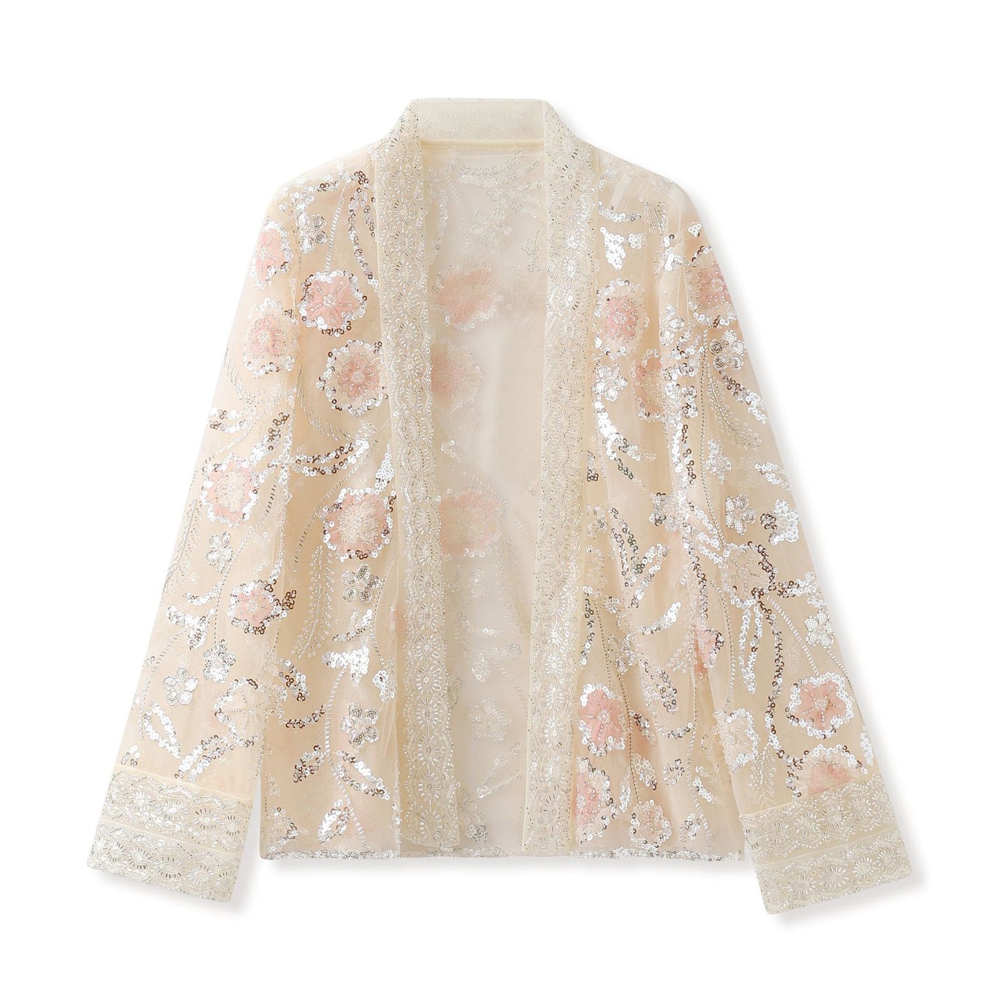 summer new national style fashion sequined jacquard hollow thin high-end jacket top women's M5026