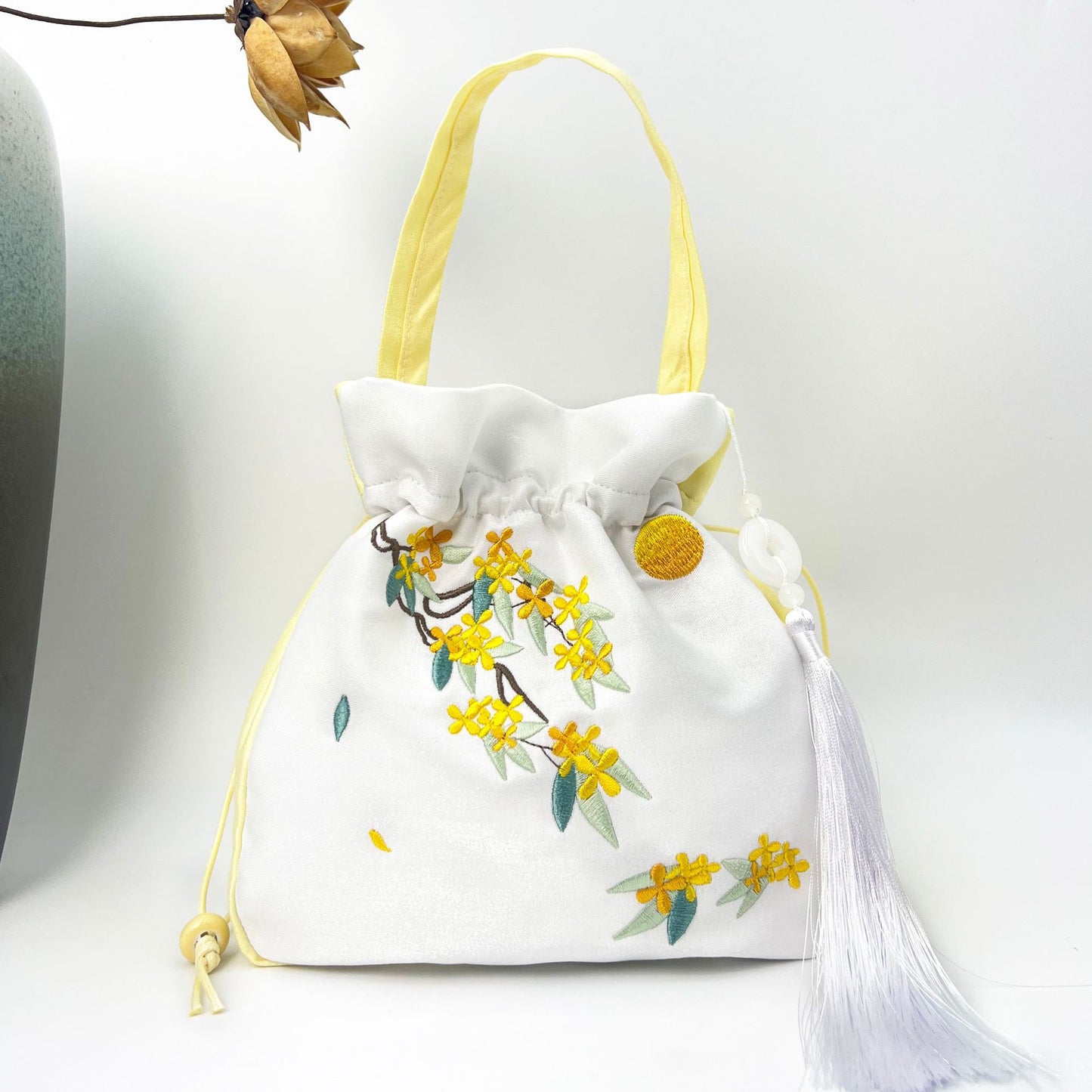 FLOWERSVERSE  Spring Outing with Embroidered Han Chinese Clothing Crossbody Bag Antiquity Bag Artistic Tassel National Style Casual All-Match Clutch Bag Large Capacity