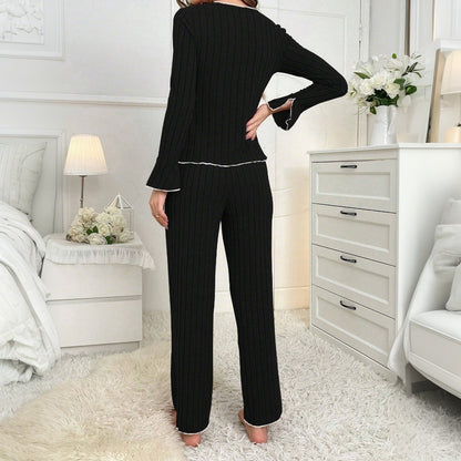 FLOWERSVERSE 2025 Hot Sale in International Station Basic Comfortable Casual Fashion Suit popular Autumn and Winter New Home Slim Two-piece Set