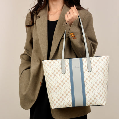 2025 Tote bag  retro big bag fashion printing simple shoulder bag large capacity high sense contrasting color women's bag