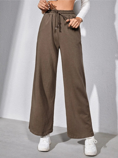 FLOWERSVERSE  Cross-Border Women's Clothing  Spring and Summer New Loose Casual Pants  Solid Color Flower Gray Lace Wide Leg Pants Trousers