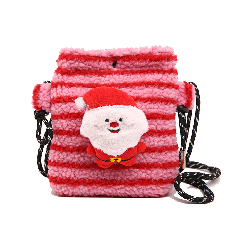 FLOWERSVERSE 2025 Cross-border wind autumn and winter new 2025 New Year's Christmas bag cute plush polka dot striped Popular style parent-child messenger bag