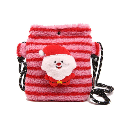 FLOWERSVERSE 2025 Cross-border wind autumn and winter new 2025 New Year's Christmas bag cute plush polka dot striped Popular style parent-child messenger bag