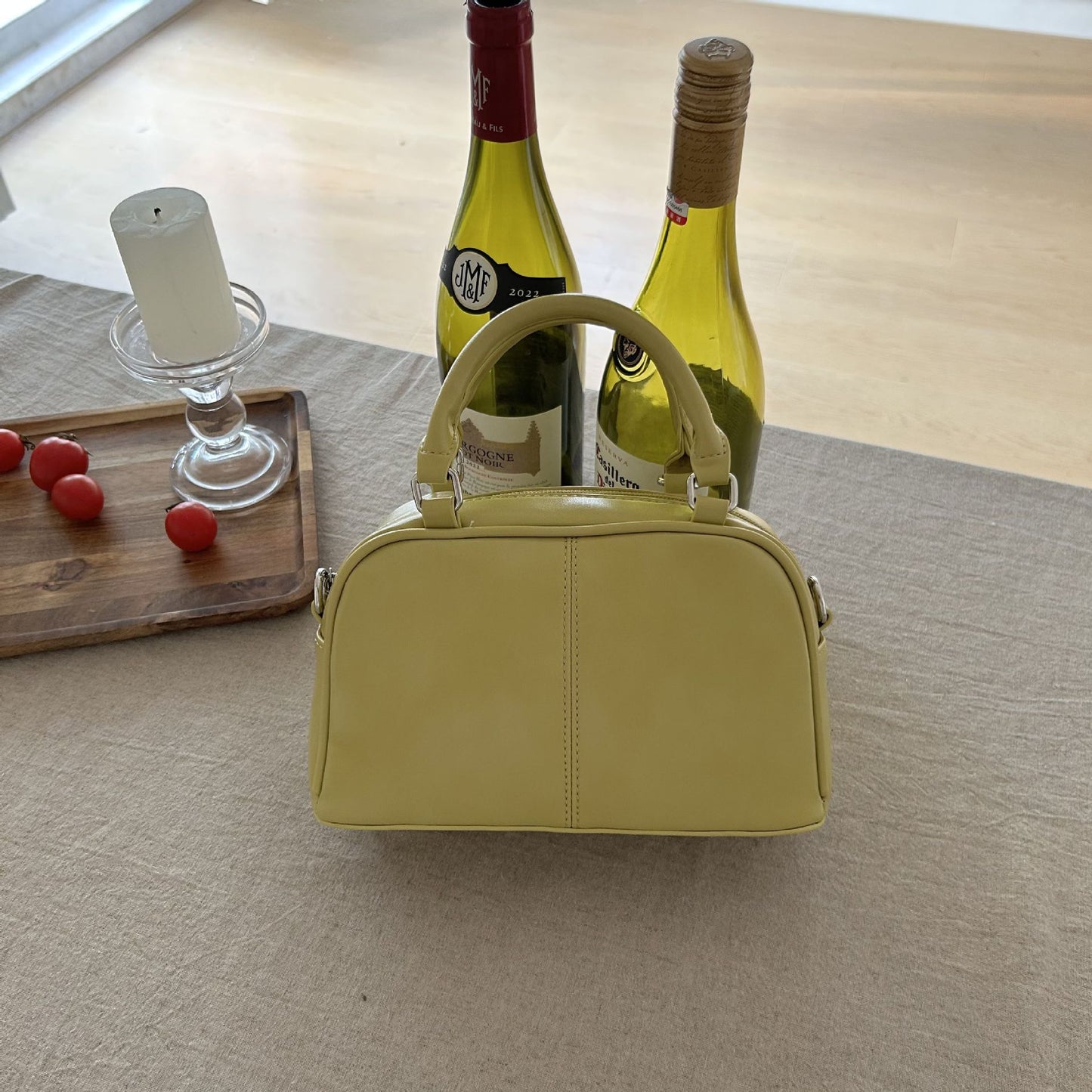 FLOWERSVERSE  Summer Popular Work Commuter Bag Texture Large Capacity Women's Handbag Retro Boston Bowling Bag