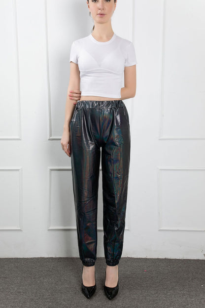 FLOWERSVERSE  Cross-Border New Arrival Casual Sports Street Hip Hop Party Shiny Colorful Trousers Hologram Laser Loose Women's Pants