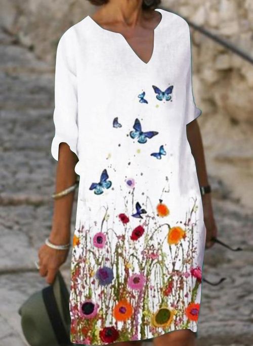 FLOWERSVERSE Chuyi popular spring 2025 0V neck sexy retro print retro dress women's casual medium and long dress