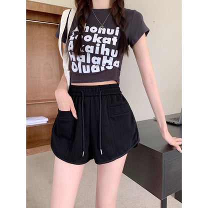 flowersverse Plump Girls plus Size Wide Legs Shorts Women's Summer Korean Style Loose Slimming High Waist Japanese Style Beach Hot Pants Pajama Pants Outer Wear