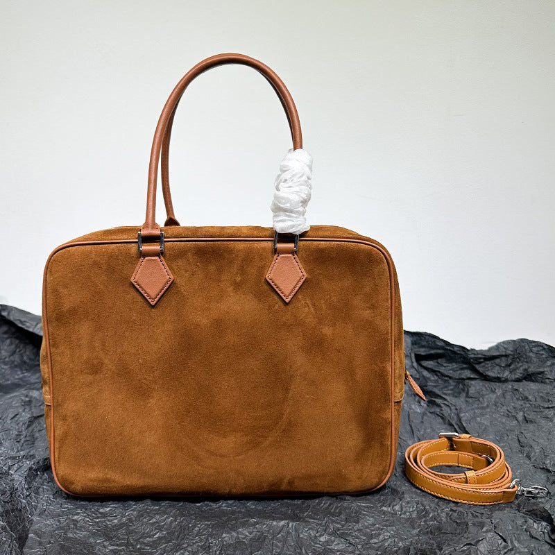 FLOWERSVERSE  High-End Quality  New First Layer Cowhide FINSBURY Leather Feather Bag Versatile Retro Handbag Women's Small Square Bag