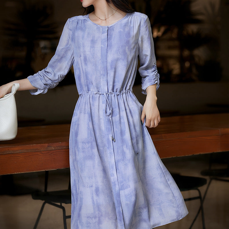 2025 "Sky City" Double Crepe Mulberry Silk, Gentle Wind Silk Dress Pleated Skirt Medium and Long Summer Women's Clothing