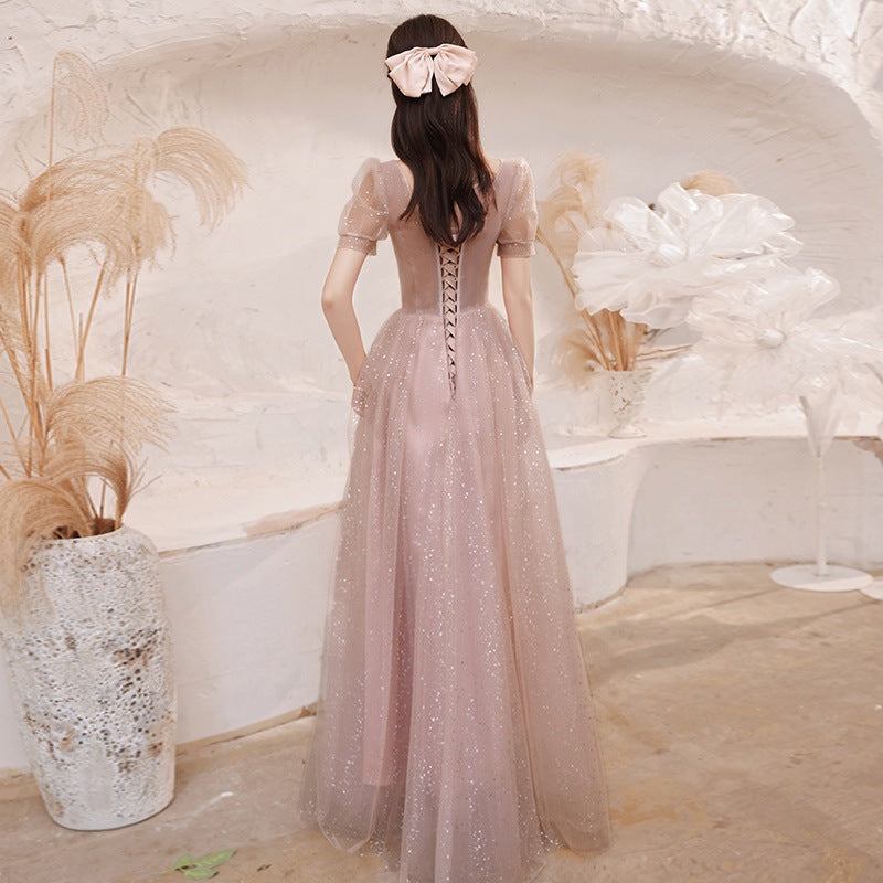 Small evening dress skirt banquet 2025 new light luxury New sense niche style temperament host dress female spring