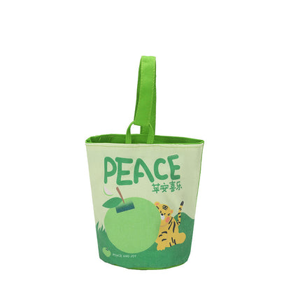 FLOWERSVERSE  New Cartoon Canvas Bag Bucket Bag Printed Cute Small Handbag Contrast Color Bento out Rabbit Small Carrying Bag